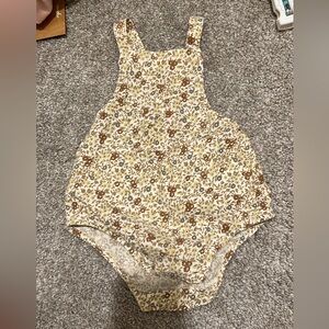 Floral Baby Romper in Cream and Brown